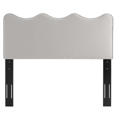 Light Gray Velvet Upholstered Twin Headboard with Wood Frame