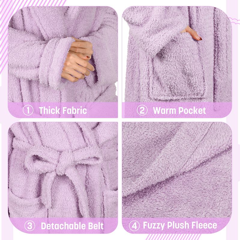 Tirrinia Premium Women's Plush Soft Robe  - Fluffy, Warm, and Fleece Shaggy for Ultimate Comfort, Available in 3 Colors, 4 of 7