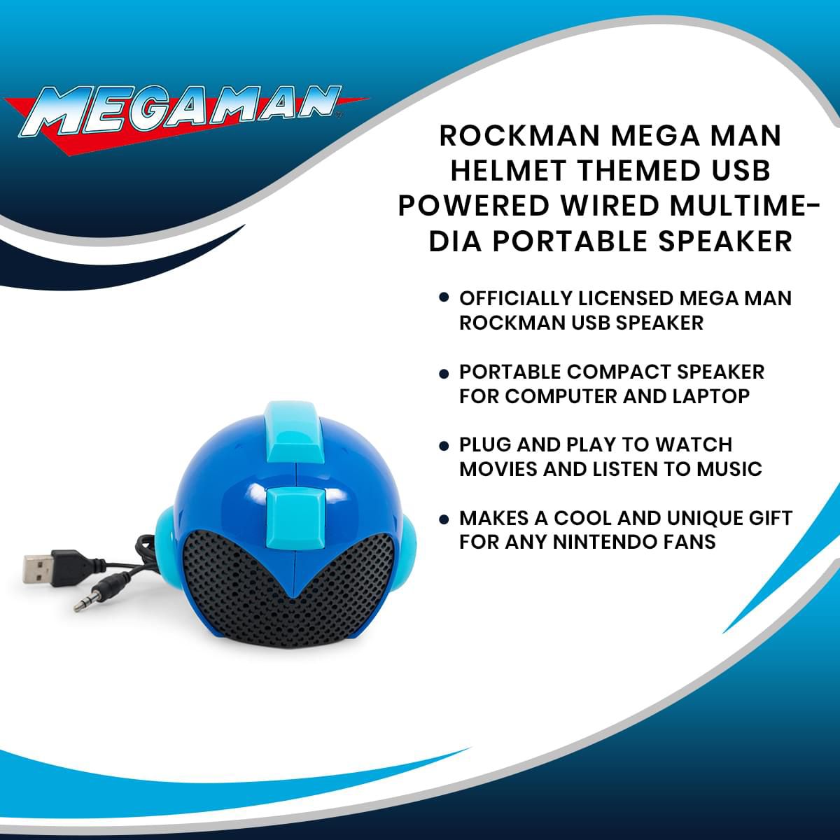 Toynk Rockman Mega Man Helmet Themed USB Powered Wired Multimedia Portable Speaker - thumbnail 7