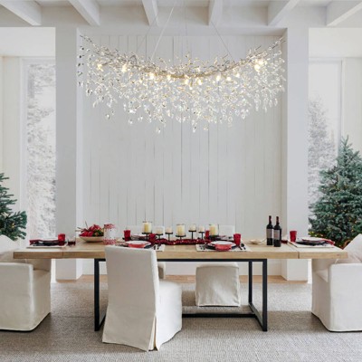 CityFurn 16-Light Modern Tree Branches Crystal Linear Chandelier for Dining Room