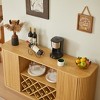 58" Modern Wavy Curve Sideboard-Multifunctional Storage Cabinet With Wine Rack And Glassware Holder, Adjustable Shelves - 3 of 4