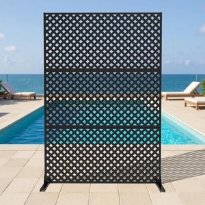 Metal Privacy Screen, Freestanding Outdoor Privacy Screen 72" H×47" W, Decorative Steel Privacy Fence Screen Panels, Weather-Resistant/Easy Assembly - 1 of 4