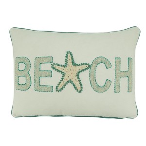 Saro Lifestyle Down Filled Throw Pillow with Beach Design, 14"x20", Off-White - 1 of 3