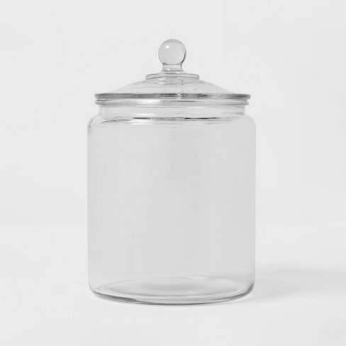 Round Glass Cookie Jars with Lids - Set of 2 Glass Storage Containers 