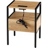 Acekool Rattan Nightstand with Charging Station, Drawer and Open Shelf, Compact Side Table for Bedroom and Living Room, Natural - 4 of 4
