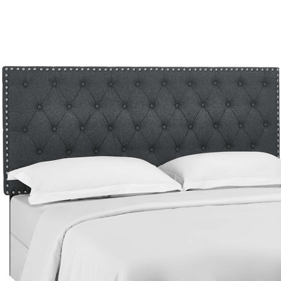 Modway Helena Tufted Full / Queen Upholstered Linen Fabric Headboard -  Three Mounting Position Heights  - Fabric+20kg/m3 density foam, Frame is MDF