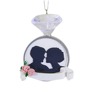 Kurt S. Adler 3.5 Inch Wedding Ring Couple Ornament Silhouette Diamond Roses Marriage Tree Ornaments