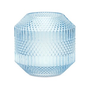 Blue Glass Vase – 8 Inch Height – Textured Diamond Accent for Table Displays By Melrose - 1 of 3