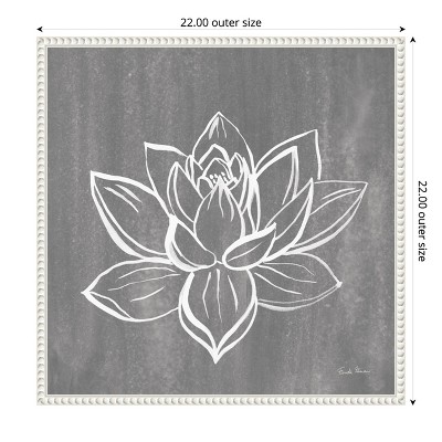 22 x 22 Sylvie Beaded White Framed Abstract Lotus Canvas Print