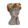Decorative Polyresin Face Planter with Fruit Crown - Artistic Indoor/Outdoor Plant Pot - Gray - 18" Gray, Yellow, Red - 3 of 4