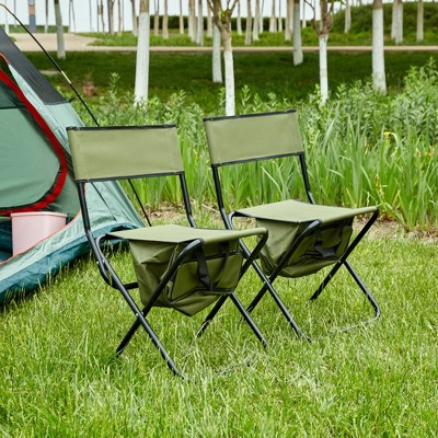 2-piece Folding Outdoor Chair with Storage Bag, Portable Chair for indoor, Outdoor Camping, Picnics and Fishing