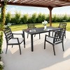 5 PCS Classic Outdoor Dining Set, Dining Set with 4 Arm Chairs and 1 Aluminum Table, Aluminum Frame Chairs with Foam Cushions-Coolbibila - 2 of 4