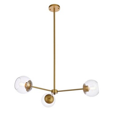 Elegant Lighting Briggs 32 inch pendant in brass with clear shade