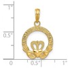Black Bow Jewelry 14k Yellow Gold Friendship Love Loyalty Claddagh Pendant, 14mm - 4 of 4