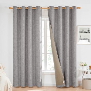 Deconovo Embroidered Leaf Farmhouse Sheer Curtains (2 Panels) - 1 of 4
