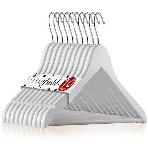 Casafield Wooden Suit Hangers, Non-Slip Pant Bar & Swivel Hook - Set of 10 - 1 of 4