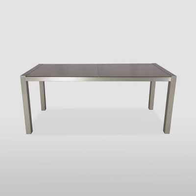 Rowan Rectangle Aluminum Dining Table - Silver - Christopher Knight Home