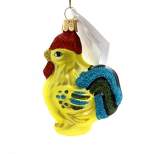 Golden Bell Collection Yellow Rooster  -  3.25 Inches -  Ornament Neon Chicken  -  An394  -  Glass  -  Yellow