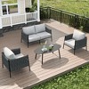 LayinSun 4 Piece Outdoor Furniture Set with Coffee Table, Modern Rope Woven Patio Conversation Sofa Set with Olefin - 2 of 4
