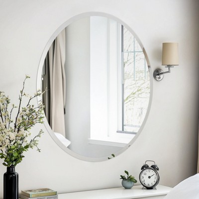 Artloge Round Frameless Bathroom Mirror Silver Wall Mirror Modern with Contemporary Mirror for Room Entryway Hallway