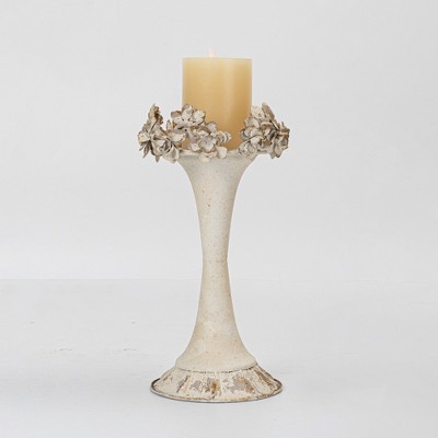 Elegant Floral Decorative Candle Holder, Metal Candle Holder, Distressed Finish Candle Holder, Large Size, 1pc