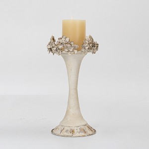 Elegant Floral Decorative Candle Holder, Metal Candle Holder, Distressed Finish Candle Holder, Large Size, 1pc - 1 of 4