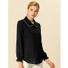 Allegra K Women's Sweet Ruffle Peter Pan Collar Long Sleeves Button Down Shirt - 4 of 4