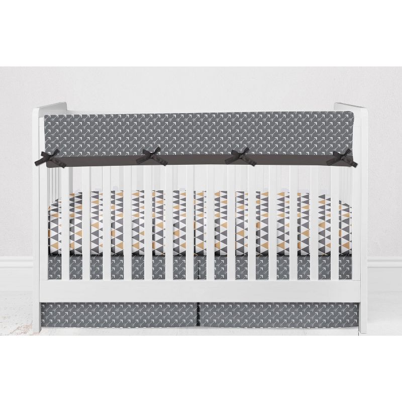Bacati - Woodlands Forest Animals Beige/Grey 6 pc Boy or Girl Gender Neutral Unisex Baby Crib Bedding Set with Long Rail Guard Cover, 5 of 11