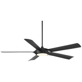 60" Casa Vieja Modern Indoor Ceiling Fan with LED Light Remote Control Matte Black for Living Kitchen House Bedroom Family Dining Home Office Room