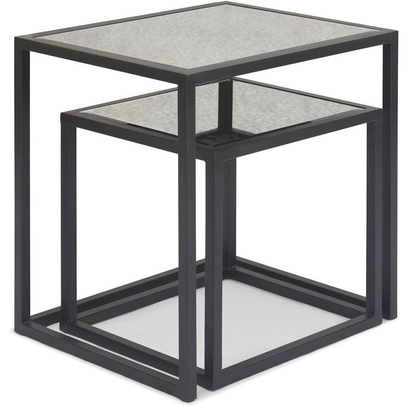 Set of 2 Gramercy Square Mirrored Accent Tables Black - Finch, 1 of 7