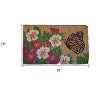 HomeRoots 18" X 30" Brown and White Coir Floral Outdoor Door Mat - 3 of 4