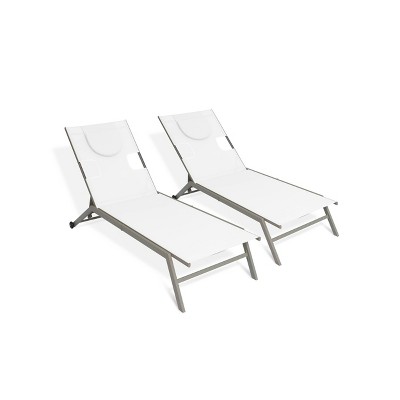 Chatham 2pk Outdoor Chaise Lounges - Brown/White - Ostrich