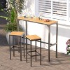 COWLOWN 3 Piece Patio Bar Set, Rectangular Pub Height Table and 2 Bar Stools, Perfect for Balcony and Porch Outdoor Areas - 2 of 4