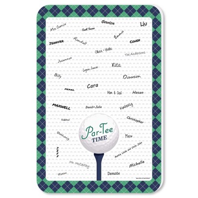 Big Dot of Happiness Par-Tee Time - Golf - Guest Book Sign - Birthday or Retirement Party Guestbook Alternative - Signature Mat