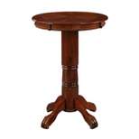 42" Wood Pub Bar Table with Sunburst Design and Carved Pedestal Dark Brown - Benzara