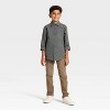 Boys' Long Sleeve Holiday Plaid Button-Down Dress Shirt - Cat & Jack™ Dark Green - 3 of 3