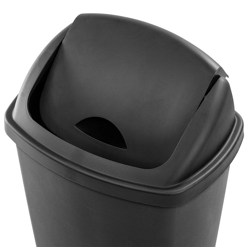 Sterilite 13.2 Gallon Plastic Swing-Top Trash Recycling Bin with Reinforced Rims for Home, Office, Kitchen, Bathroom, and Garage, Black (4 Pack), 4 of 6