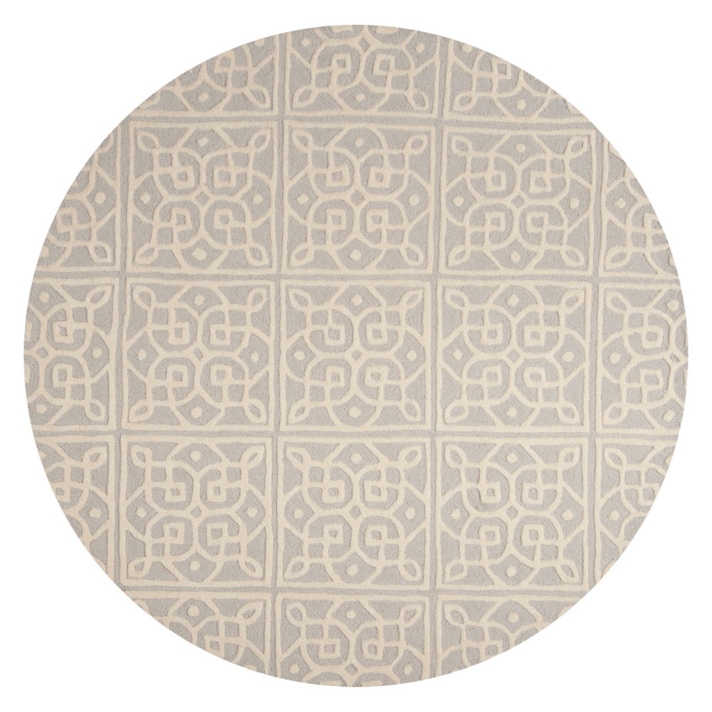 6' Medallion Tufted Round Area Rug Light Gray/Ivory - Safavieh
