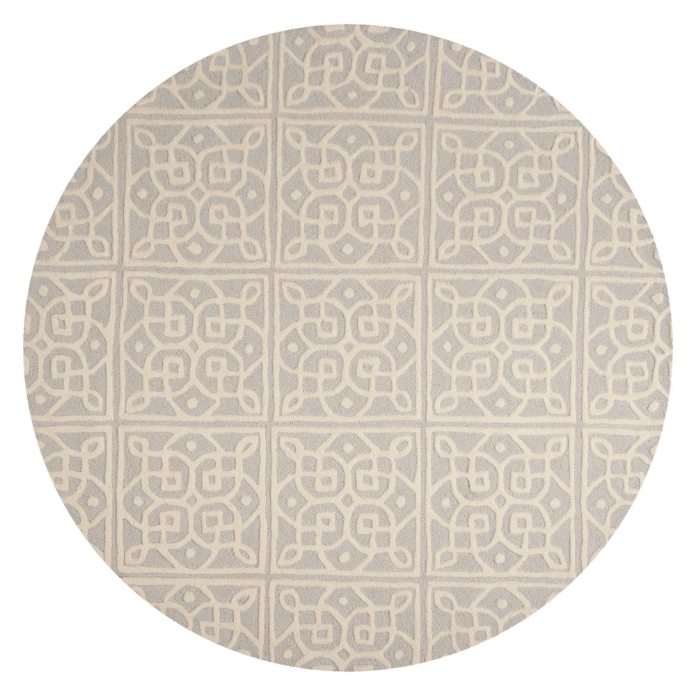 6' Medallion Tufted Round Area Rug Light Gray/Ivory - Safavieh