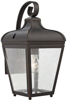 Minka Lavery Rustic Outdoor Wall Light Fixture Oil Rubbed Bronze 16 1/4" Clear Seeded Glass for Post Exterior Porch Yard Patio