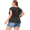 Agnes Orinda Women's Plus Size Summer Chiffon Floral Polka Dots Round Neck Blouses - 4 of 4