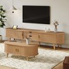 Bella Depot Wooden Farmhouse TV Stand & Coffee Table Set, Oval Fluted Media Console with Sliding Doors for TVs up to 80" - 2 of 4