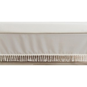 Sweet Jojo Designs Boy or Girl Gender Neutral Unisex Baby Crib Bed Skirt Boho Fringe Linen Taupe and White - 1 of 3