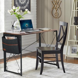 VECELO 39 in. Writing Computer Folding Desk/Sturdy Steel Laptop Table with Storage Bag for Home or Office, Black/Brown/Gray - 1 of 4