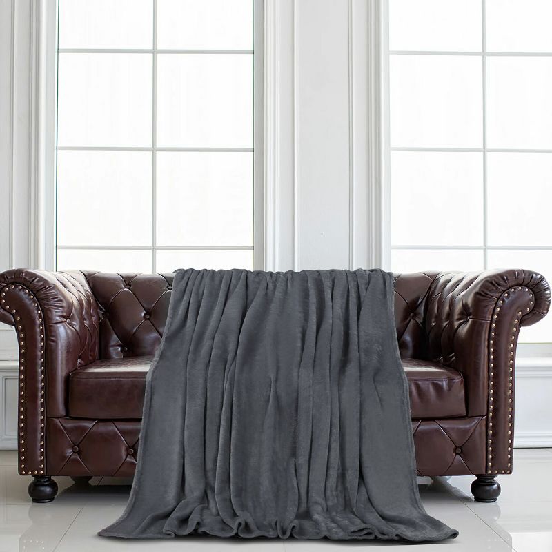 PiccoCasa 100% Polyester Soft Warm Fleece Plain Plush Bed Blankets 1 Pc, 4 of 9