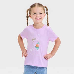Toddler Girls' Bunny Graphic T-Shirt - Cat & Jack™ Light Purple - 1 of 4