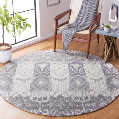 Ivory Round Hand-Tufted Wool Area Rug, 6' Diameter