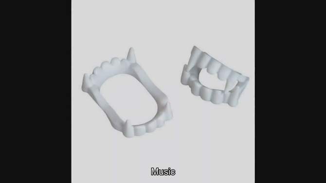 Neliblu White Vampire Fangs Reusable Plastic Teeth, Pack of 24, 2 of 6, play video