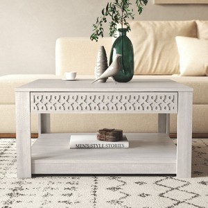 Galano Japtur Coffee Table With Drawer - Dusty Grey Oak - 1 of 4