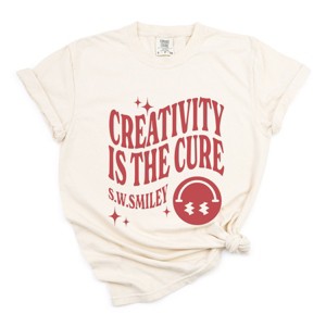 S.W.Smiley Creativity Is The Cure - Women's Garment Dyed Graphic T-Shirt - 1 of 4